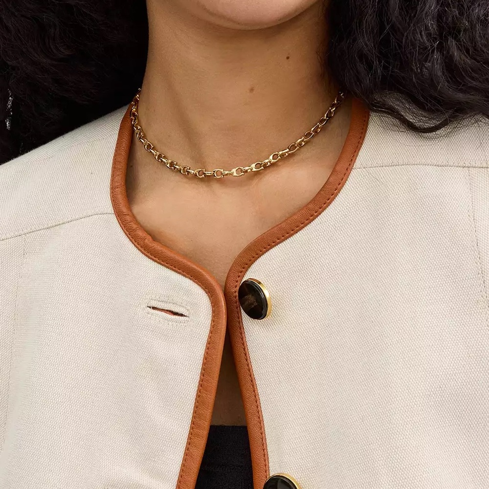 COACH Signature Chain Link Choker Necklace - Picture 2 of 11